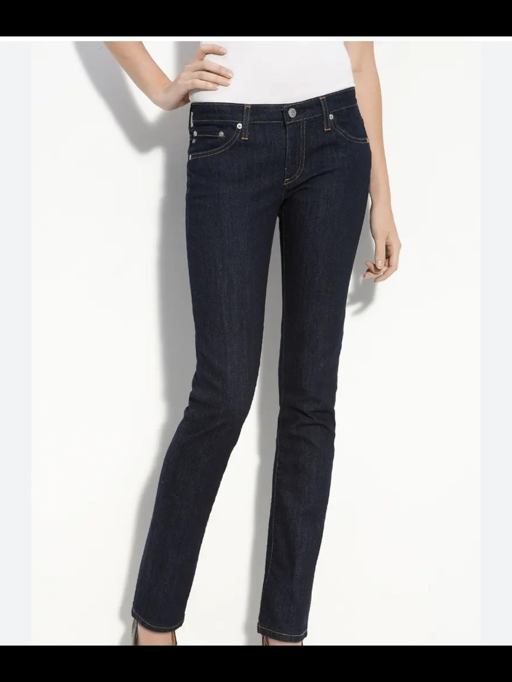 AG Adriano Goldschmied The Stilt Cigarette Dark Indigo Straight Leg Jeans